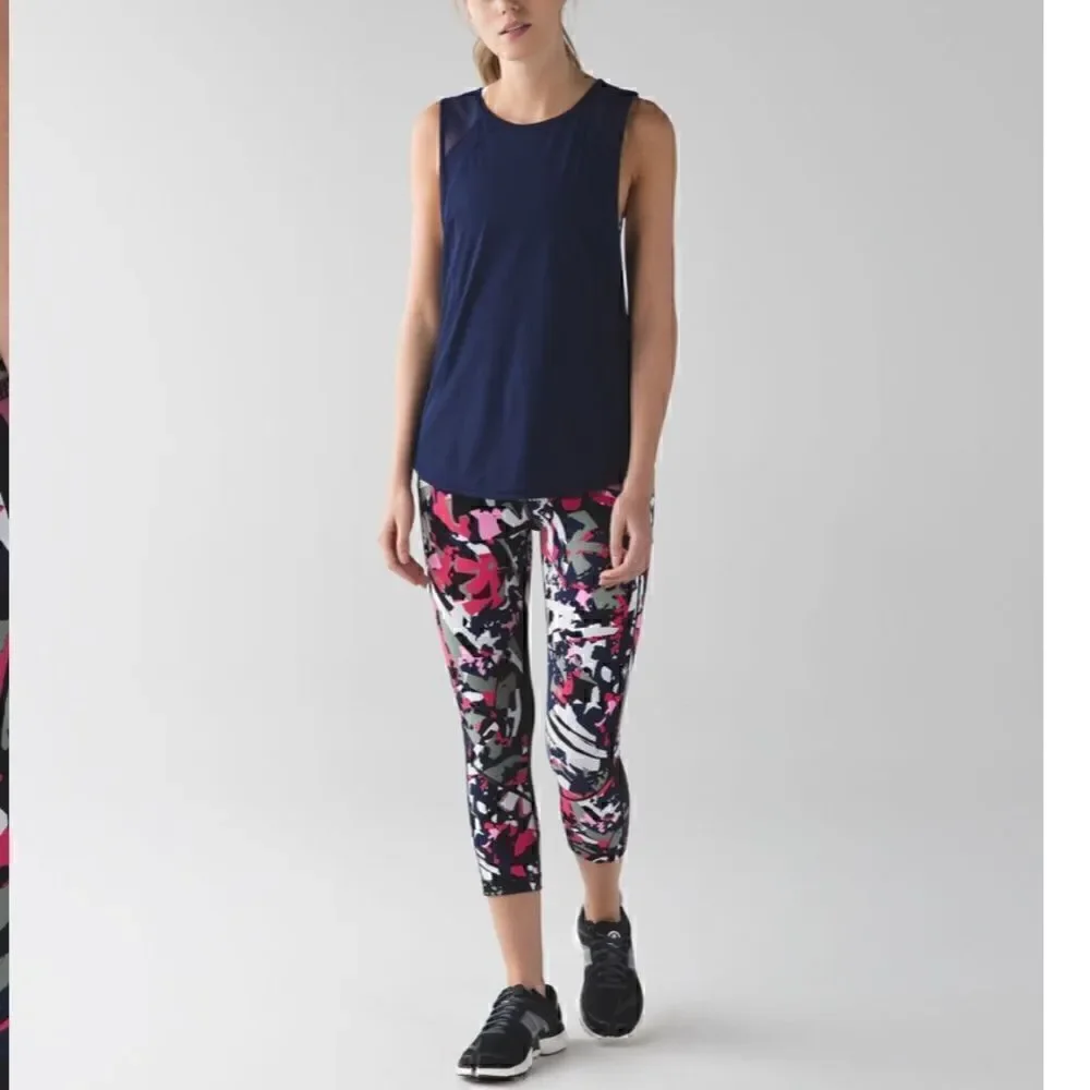 Lululemon Pace Rival Crop Pop Cut Boom Juice Multi Black pants leggings!